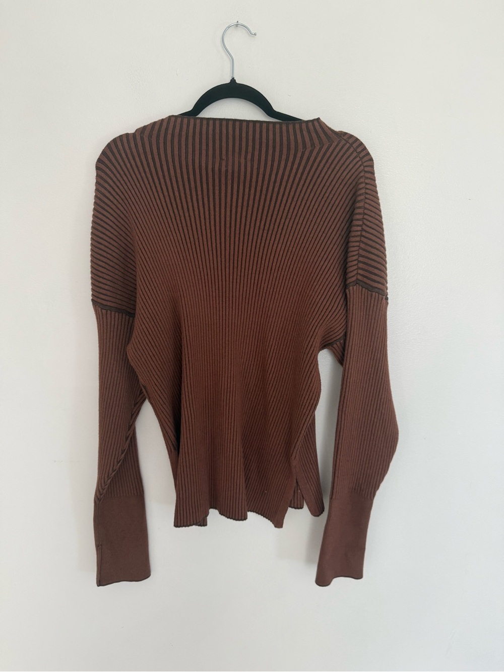 Varley Sweater Emile Ribbed Mock in Shiitake Brown - Picture 4 of 6